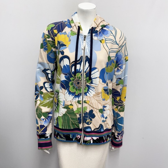 Johnny Was Hooded JENN Jacket Floral Front Zip Size Large L - Picture 1 of 7